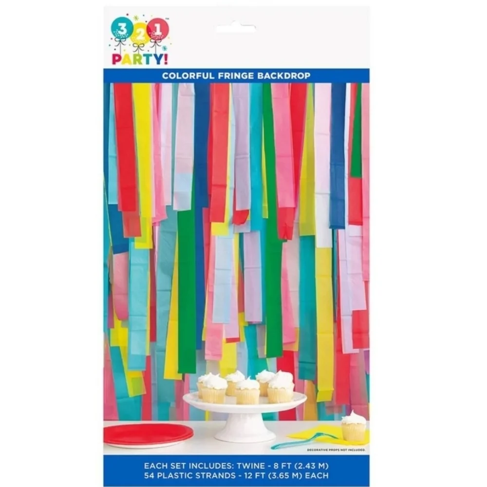 321 Party! Rainbow Colorful Fringe Backdrop Kit